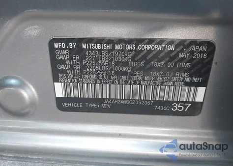 2016 Mitsubishi Outlander Sport 2.4 Es из США, поврежденный, VIN JA4AR3AW6GZ052067